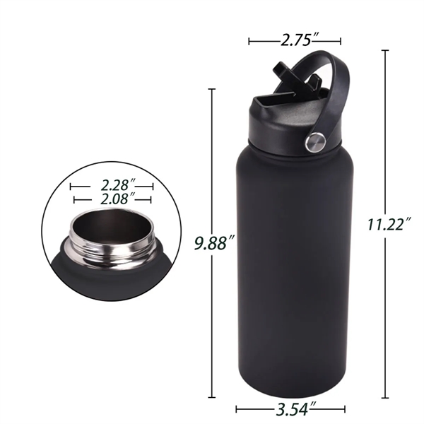 32 Oz Insulated Stainless Steel Water Bottle with Straw - 32 Oz Insulated Stainless Steel Water Bottle with Straw - Image 1 of 4