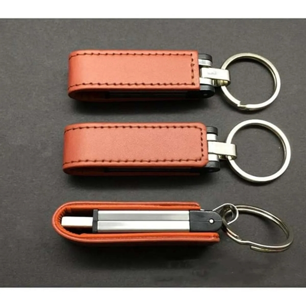Custom Multicolor 16Gb Leather Usb Flash Drive with Keychain - Custom Multicolor 16Gb Leather Usb Flash Drive with Keychain - Image 2 of 3