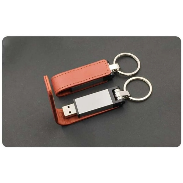 Custom Multicolor 16Gb Leather Usb Flash Drive with Keychain - Custom Multicolor 16Gb Leather Usb Flash Drive with Keychain - Image 3 of 3