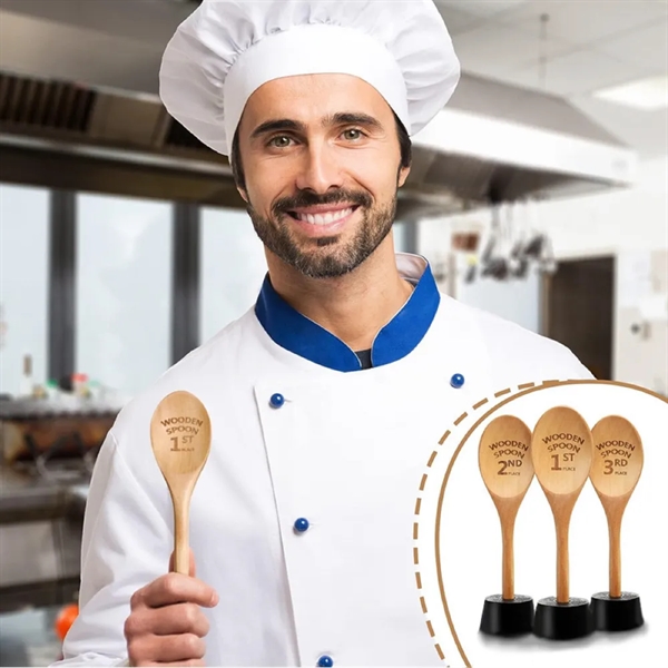 Laser Engraved Wooden Spoon with silicone Trophy Base - Laser Engraved Wooden Spoon with silicone Trophy Base - Image 3 of 3