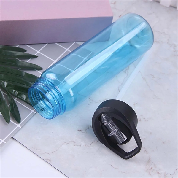 24oz Water Bottles Sports Plastic Straw Flip Lid Clear Cup - 24oz Water Bottles Sports Plastic Straw Flip Lid Clear Cup - Image 3 of 4