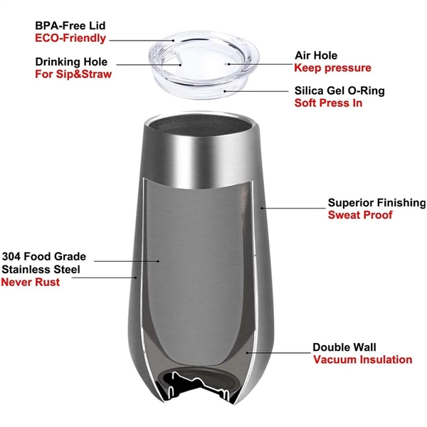 6 Oz.Stainless Steel Double Wall Vacuum Insulated Tumblers - 6 Oz.Stainless Steel Double Wall Vacuum Insulated Tumblers - Image 4 of 6