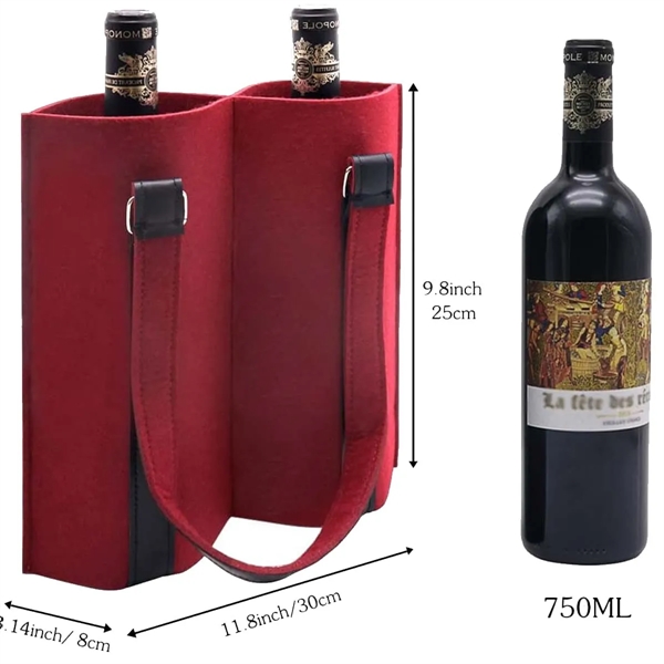 2 Bottle Tote Bag Wine Felt Travel Reusable Gift Carrier - 2 Bottle Tote Bag Wine Felt Travel Reusable Gift Carrier - Image 1 of 7