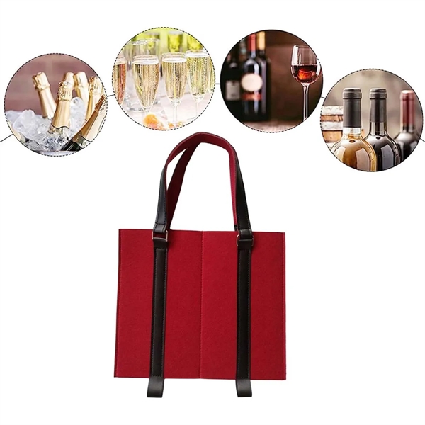 2 Bottle Tote Bag Wine Felt Travel Reusable Gift Carrier - 2 Bottle Tote Bag Wine Felt Travel Reusable Gift Carrier - Image 2 of 7