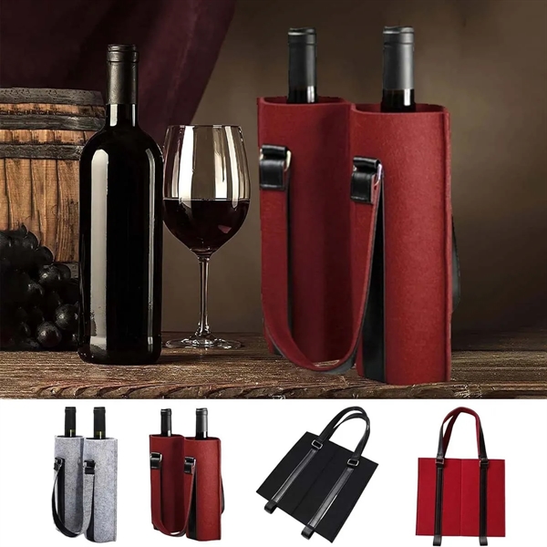 2 Bottle Tote Bag Wine Felt Travel Reusable Gift Carrier - 2 Bottle Tote Bag Wine Felt Travel Reusable Gift Carrier - Image 7 of 7