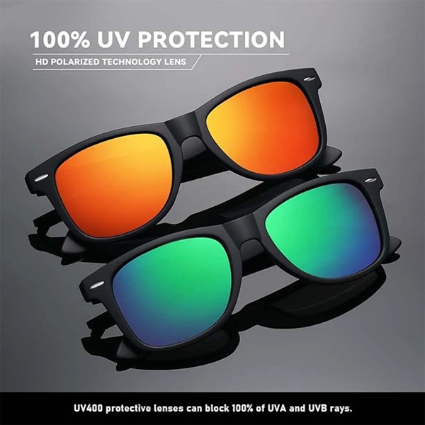 Retro Classic Sunglasses Unisex Polarized Color Mirror Lens - Retro Classic Sunglasses Unisex Polarized Color Mirror Lens - Image 2 of 4