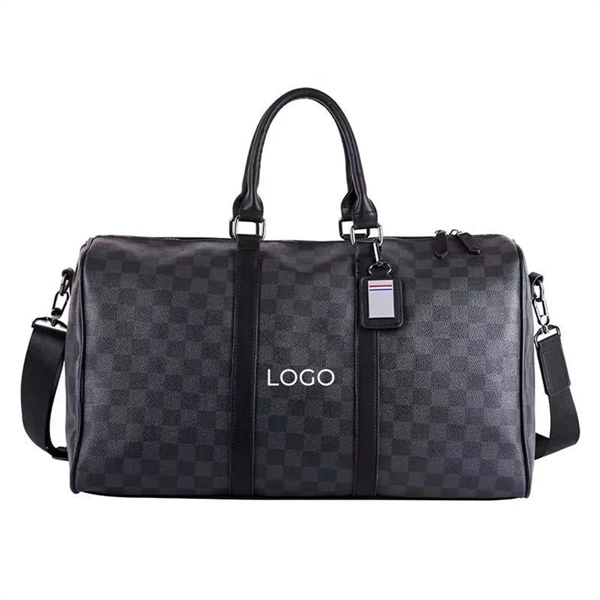 PU Leather Plaid Travel Duffel Bag - PU Leather Plaid Travel Duffel Bag - Image 0 of 5