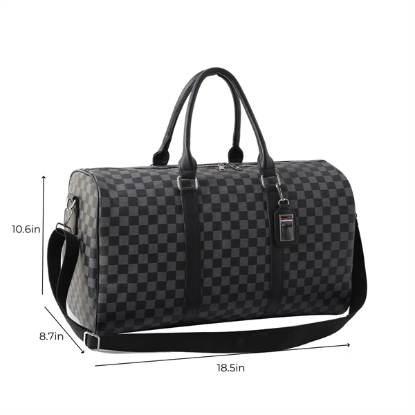 PU Leather Plaid Travel Duffel Bag - PU Leather Plaid Travel Duffel Bag - Image 1 of 5