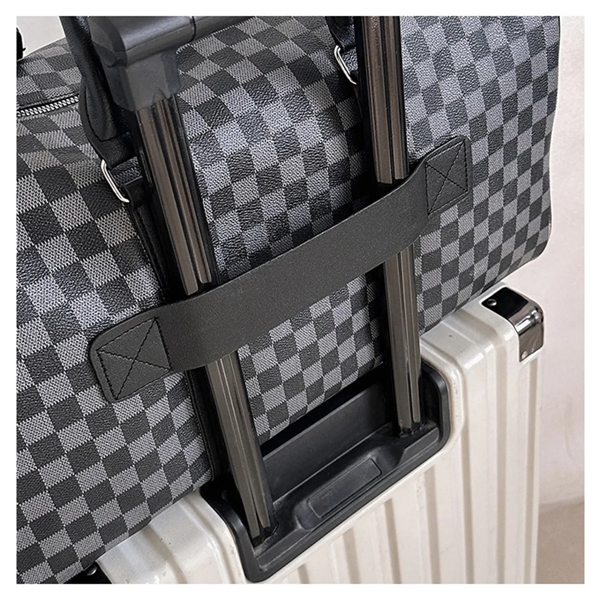 PU Leather Plaid Travel Duffel Bag - PU Leather Plaid Travel Duffel Bag - Image 4 of 5