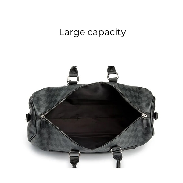 PU Leather Plaid Travel Duffel Bag - PU Leather Plaid Travel Duffel Bag - Image 5 of 5