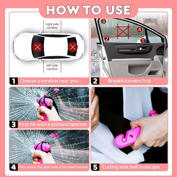 Car Safe Hammer Window Breaker,3 in 1 Emergency Escape Tool - Car Safe Hammer Window Breaker,3 in 1 Emergency Escape Tool - Image 4 of 6