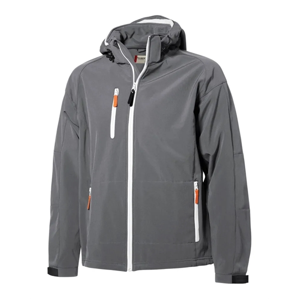 Clique Serac Stretch Softshell Hooded Full Zip Mens Jacket - Clique Serac Stretch Softshell Hooded Full Zip Mens Jacket - Image 3 of 11