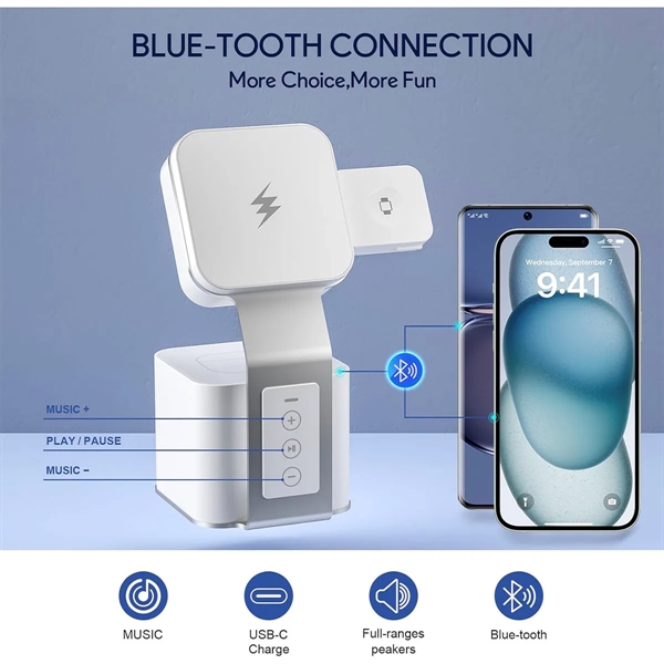 4 in 1Wireless Blue-Tooth Speaker Magnetic Charging Stand - 4 in 1Wireless Blue-Tooth Speaker Magnetic Charging Stand - Image 3 of 4