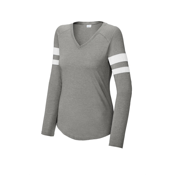 Sport-Tek Women's Halftime Stripe Long Sleeve V-Neck Tee - Sport-Tek Women's Halftime Stripe Long Sleeve V-Neck Tee - Image 10 of 24