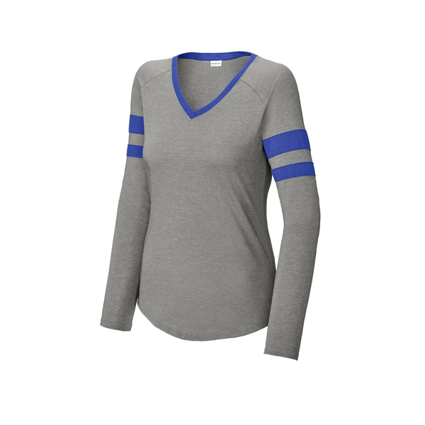 Sport-Tek Women's Halftime Stripe Long Sleeve V-Neck Tee - Sport-Tek Women's Halftime Stripe Long Sleeve V-Neck Tee - Image 14 of 24