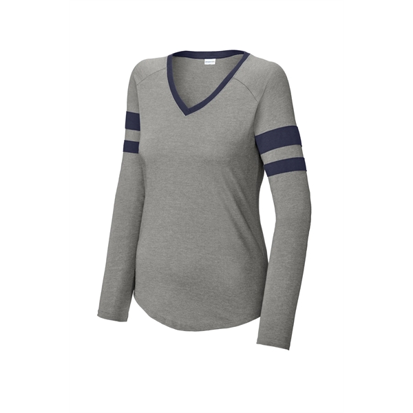 Sport-Tek Women's Halftime Stripe Long Sleeve V-Neck Tee - Sport-Tek Women's Halftime Stripe Long Sleeve V-Neck Tee - Image 22 of 24