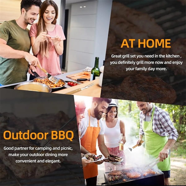 Wooden BBQ Tool Grill Accessories Set With Chopping Board - Wooden BBQ Tool Grill Accessories Set With Chopping Board - Image 5 of 5