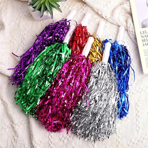 Portable Colorful Cheerleading Pom With Plastic Handle - Portable Colorful Cheerleading Pom With Plastic Handle - Image 6 of 7