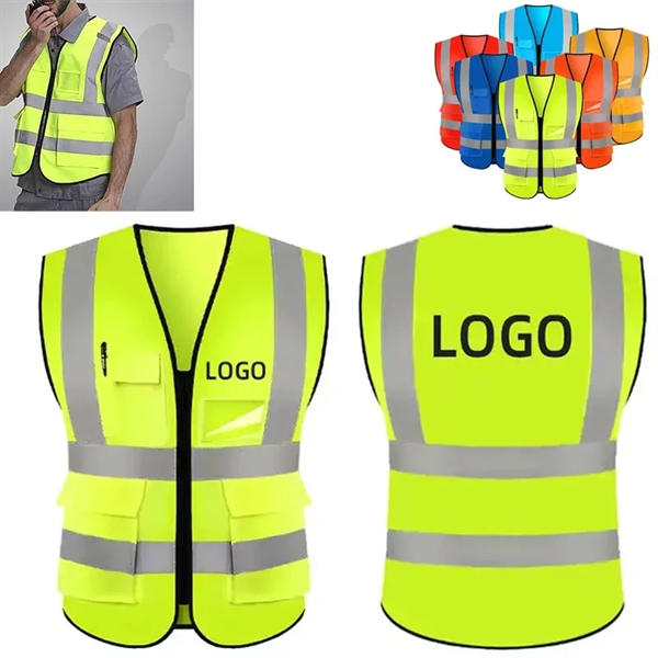 High-visibility Reflective Safety Vest With Pockets - High-visibility Reflective Safety Vest With Pockets - Image 0 of 2