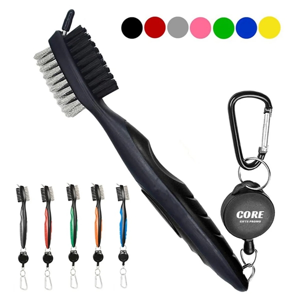 Golf Club Cleaning Brush with Retractable Aluminum Carabiner - Golf Club Cleaning Brush with Retractable Aluminum Carabiner - Image 0 of 4