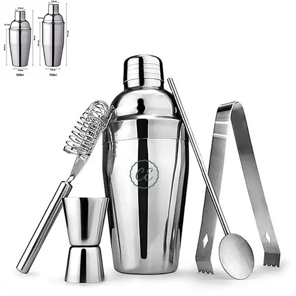 5 PCS Cocktail Shaker Set Stainless Steel - 5 PCS Cocktail Shaker Set Stainless Steel - Image 0 of 3