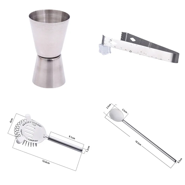 5 PCS Cocktail Shaker Set Stainless Steel - 5 PCS Cocktail Shaker Set Stainless Steel - Image 2 of 3