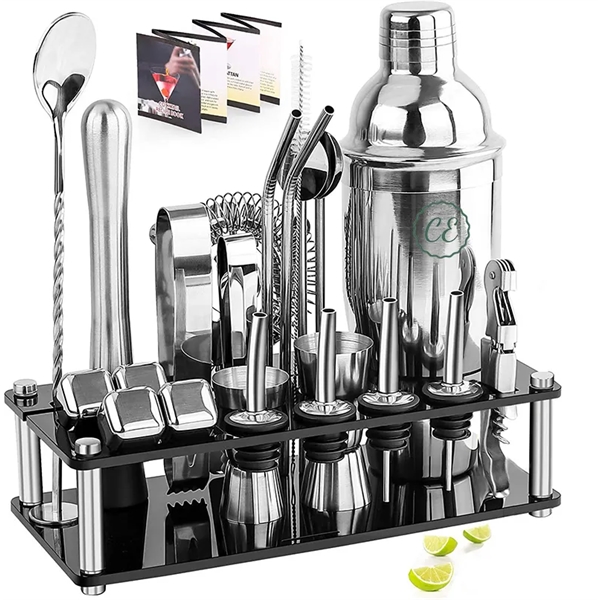 23-Piece Stainless Steel Bartender Kit-Cocktail Shaker Set - 23-Piece Stainless Steel Bartender Kit-Cocktail Shaker Set - Image 0 of 4
