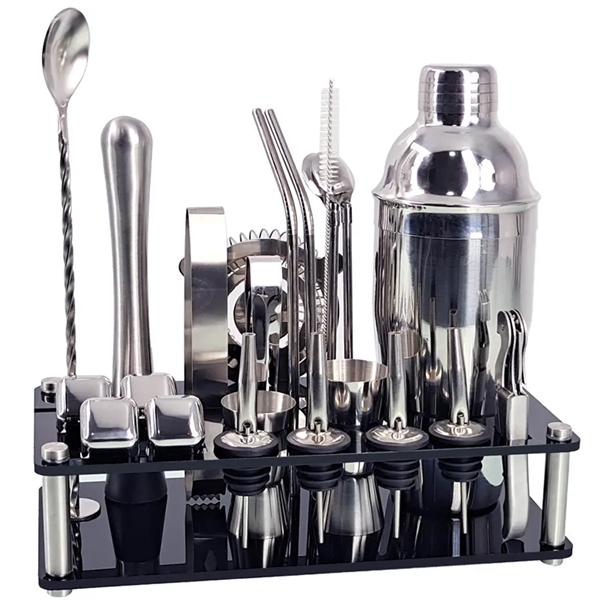 23-Piece Stainless Steel Bartender Kit-Cocktail Shaker Set - 23-Piece Stainless Steel Bartender Kit-Cocktail Shaker Set - Image 1 of 4