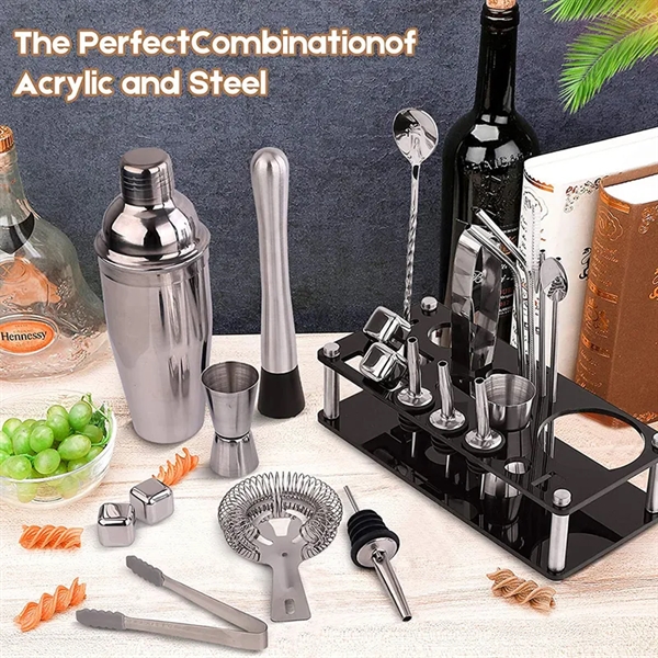 23-Piece Stainless Steel Bartender Kit-Cocktail Shaker Set - 23-Piece Stainless Steel Bartender Kit-Cocktail Shaker Set - Image 4 of 4