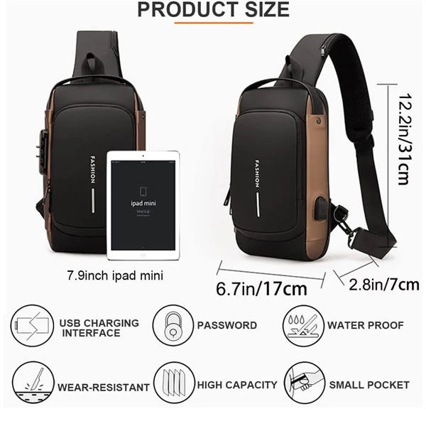 Technology USB Portable Outdoor Men's Cross-body Chest Bag - Technology USB Portable Outdoor Men's Cross-body Chest Bag - Image 1 of 7