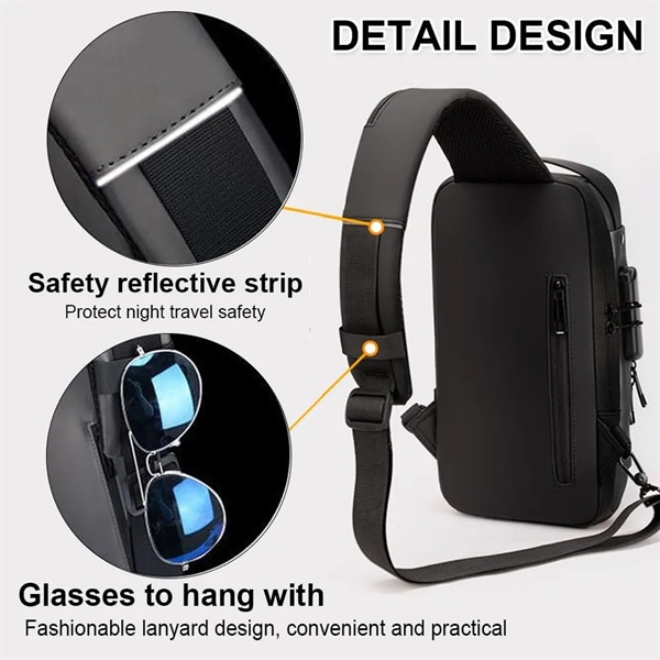 Technology USB Portable Outdoor Men's Cross-body Chest Bag - Technology USB Portable Outdoor Men's Cross-body Chest Bag - Image 4 of 7