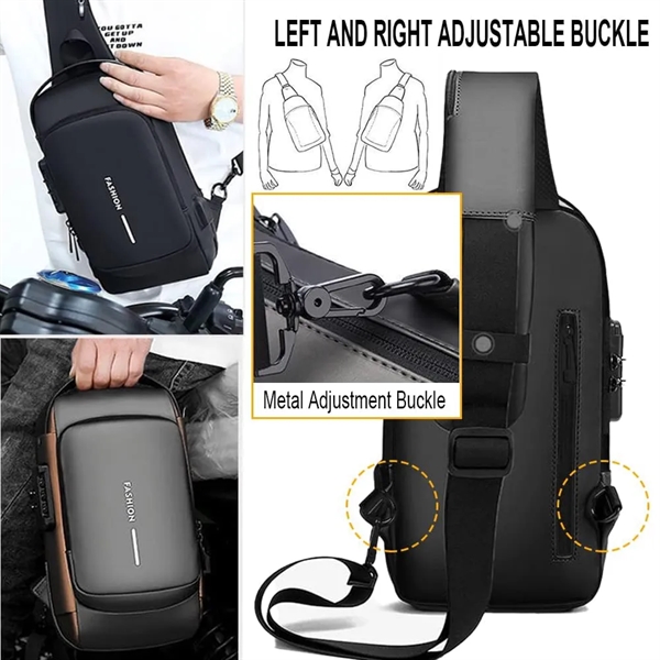 Technology USB Portable Outdoor Men's Cross-body Chest Bag - Technology USB Portable Outdoor Men's Cross-body Chest Bag - Image 5 of 7