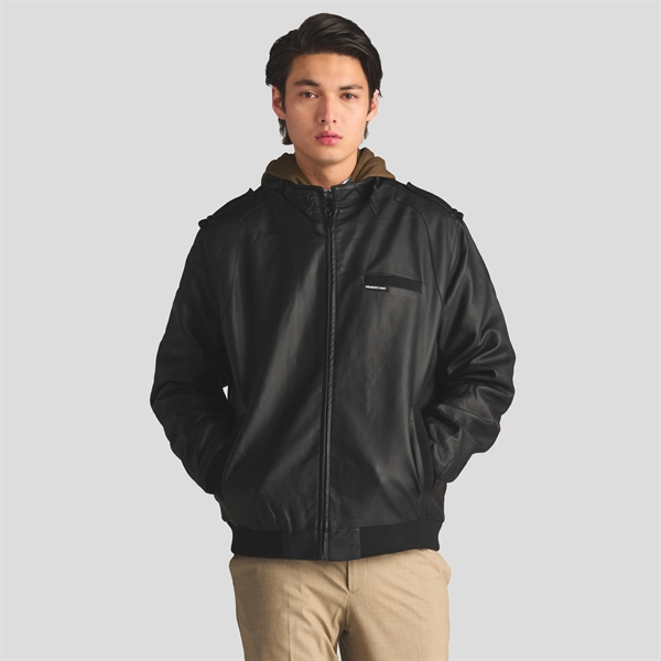 Men's Faux Leather Iconic Racer Jacket - Men's Faux Leather Iconic Racer Jacket - Image 1 of 10