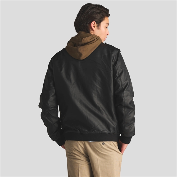 Men's Faux Leather Iconic Racer Jacket - Men's Faux Leather Iconic Racer Jacket - Image 3 of 10