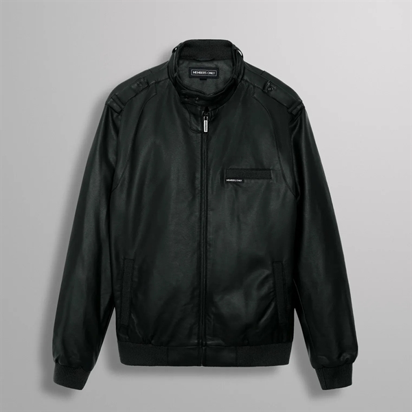 Men's Faux Leather Iconic Racer Jacket - Men's Faux Leather Iconic Racer Jacket - Image 5 of 10