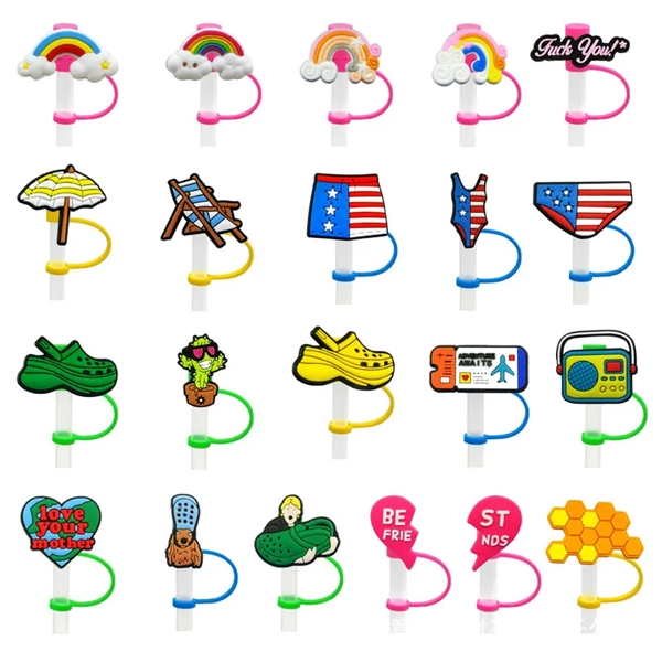 Funny Reusable Drinking Straw Cover Caps - Funny Reusable Drinking Straw Cover Caps - Image 0 of 3