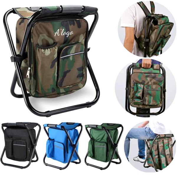 Folding Camping Stool Backpack with Cooler Insulated Bag - Folding Camping Stool Backpack with Cooler Insulated Bag - Image 0 of 5