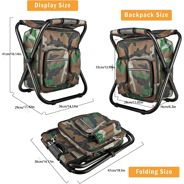 Folding Camping Stool Backpack with Cooler Insulated Bag - Folding Camping Stool Backpack with Cooler Insulated Bag - Image 2 of 5