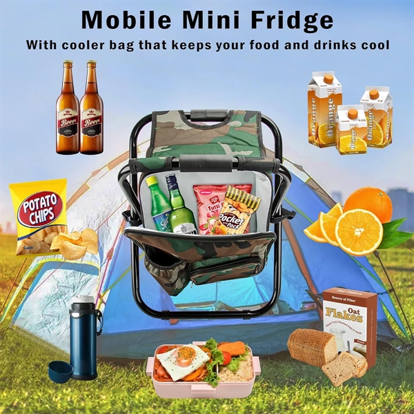 Folding Camping Stool Backpack with Cooler Insulated Bag - Folding Camping Stool Backpack with Cooler Insulated Bag - Image 4 of 5