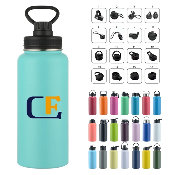 Multi Lids Stainless Steel Bottle 12/16/18/22/25/32/40 Oz - Multi Lids Stainless Steel Bottle 12/16/18/22/25/32/40 Oz - Image 0 of 7