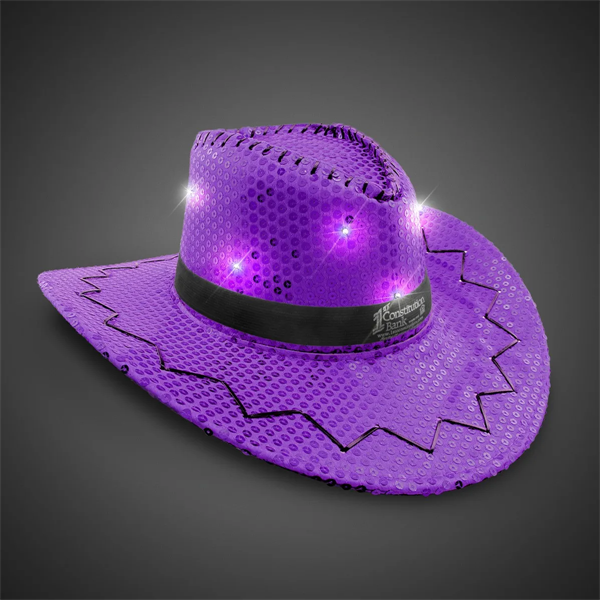 Purple Sequin LED Cowboy Hats - Purple Sequin LED Cowboy Hats - Image 2 of 3
