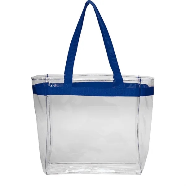 Clear Plastic Tote Bag w/ Colored Handles - Clear Plastic Tote Bag w/ Colored Handles - Image 3 of 5