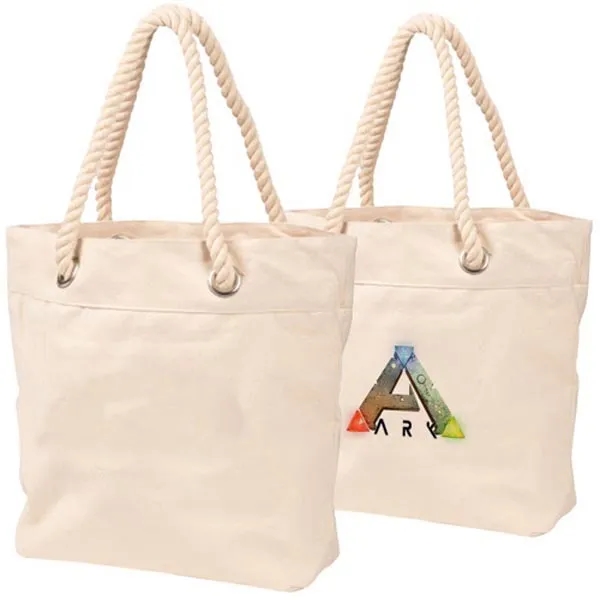 14 oz. Heavy-duty Cotton Canvas Tote Bag w/ Rope Handle - 14 oz. Heavy-duty Cotton Canvas Tote Bag w/ Rope Handle - Image 1 of 4
