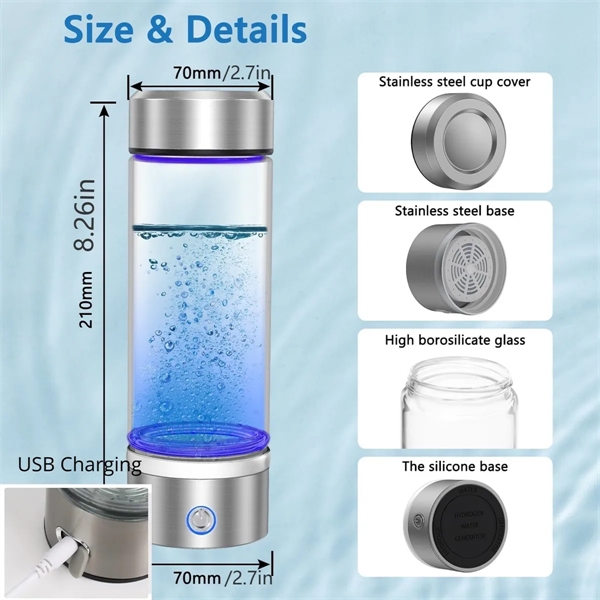 USB Rechargeable Hydrogen Water Bottle - USB Rechargeable Hydrogen Water Bottle - Image 5 of 8