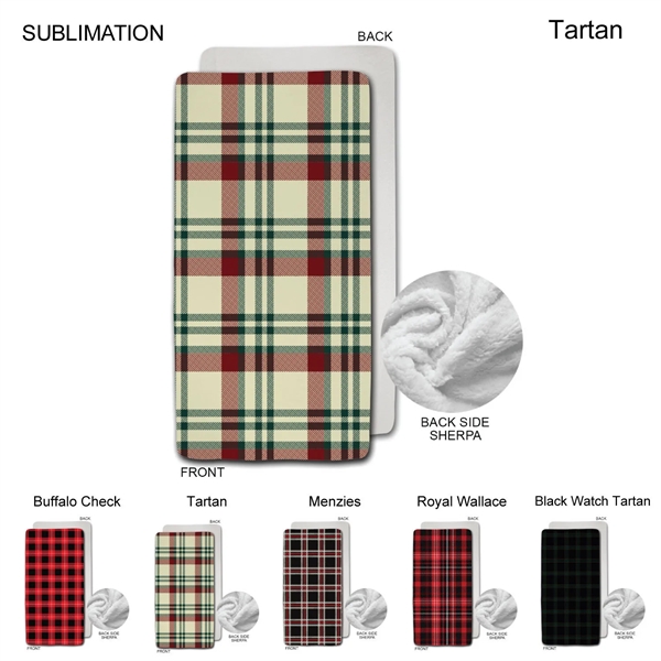 Stock Plaid Design Plush Sherpa Lined Mink Throw, 30x60