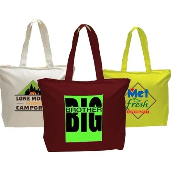 12 oz. Zipper Cotton Canvas Tote Bag (20" x 15") - 12 oz. Zipper Cotton Canvas Tote Bag (20" x 15") - Image 1 of 12