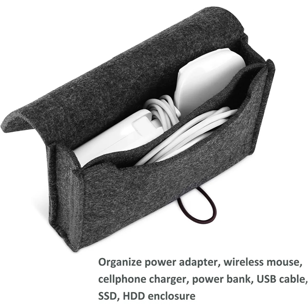 Portable Felt Power Adapter Storage Bag Protective Case - Portable Felt Power Adapter Storage Bag Protective Case - Image 2 of 2