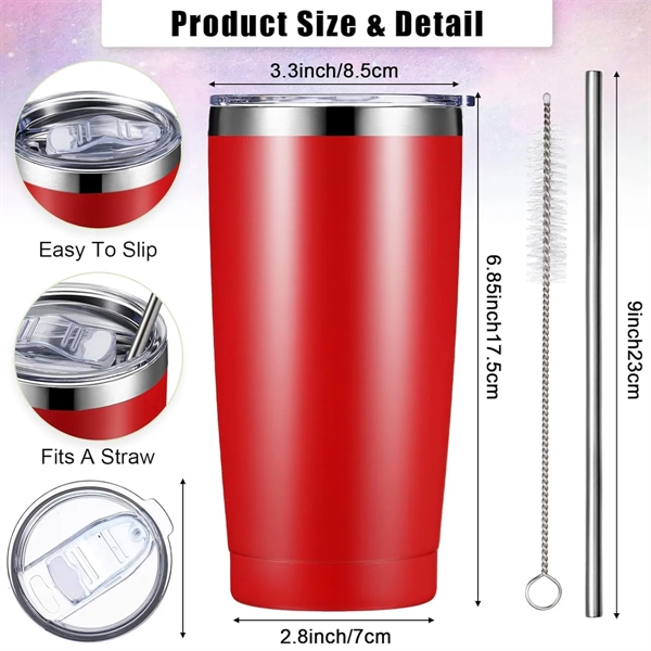 20 oz Stainless Steel Insulated Tumbler with Lid and Straw - 20 oz Stainless Steel Insulated Tumbler with Lid and Straw - Image 2 of 3