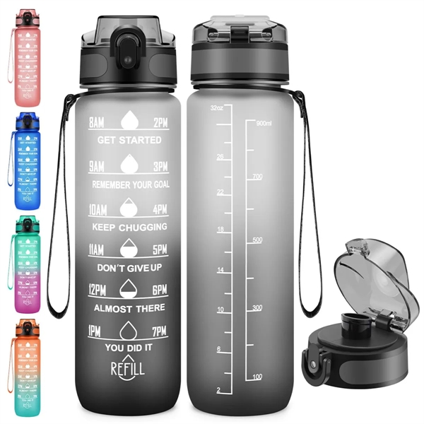 32 oz Motivational Water Bottles With Time Maker - 32 oz Motivational Water Bottles With Time Maker - Image 0 of 5