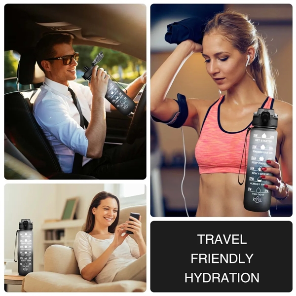 32 oz Motivational Water Bottles With Time Maker - 32 oz Motivational Water Bottles With Time Maker - Image 1 of 5